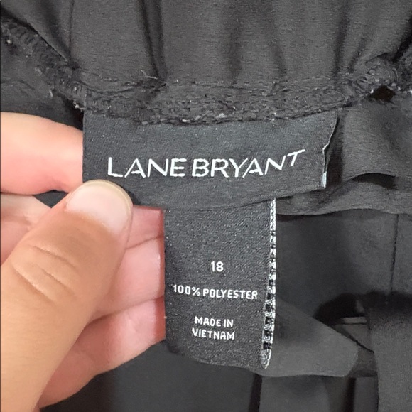 Lane Bryant Black Women's 18 Pull On Paper Bag Tie Waist Pants Satin - Picture 2 of 4